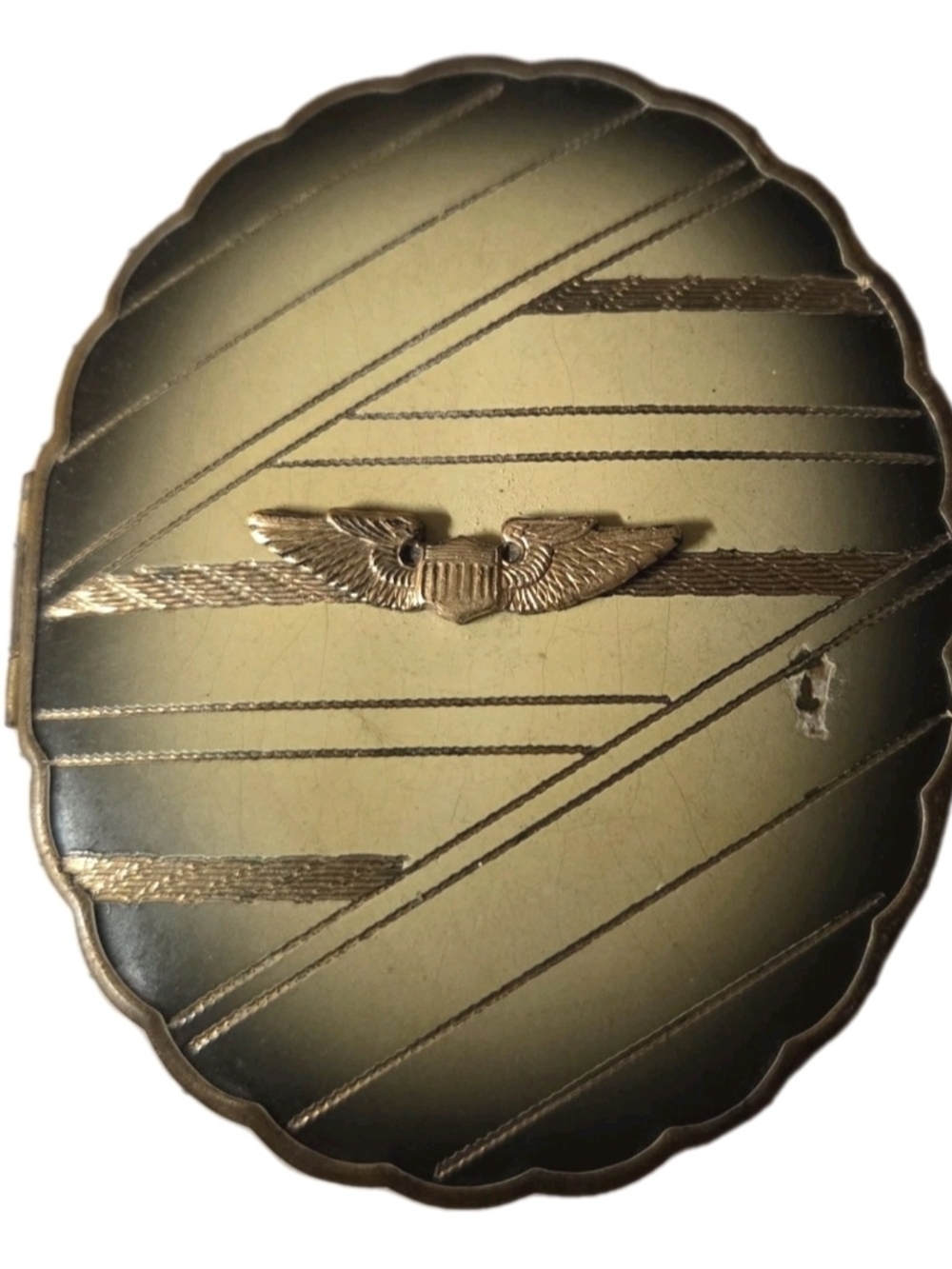 Vintage WW2 Military Sweetheart Powder Blush Compact Pilot Wings War 40's Era